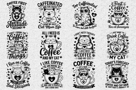 Funny Coffee Cat Quote SVG, Coffee Lover